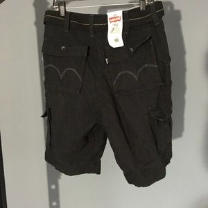 Levi Mens Cargo Shorts Black Size 33